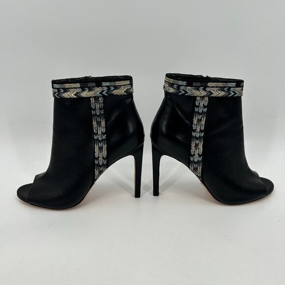 CYNTHIA VINCENT Black Blue Winona Leather Peep Toe High Heel Ankle Booties 10 - Picture 5 of 12